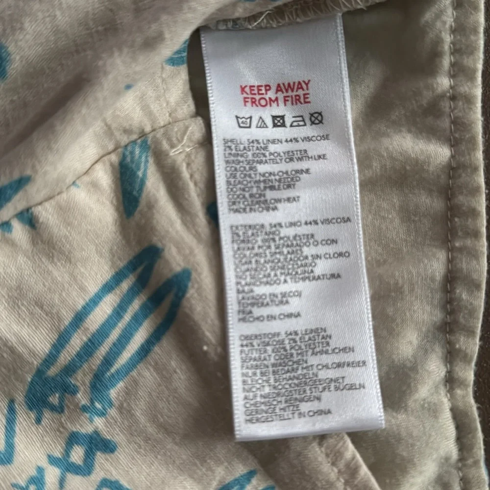 Urban Outfitters Small Corset Off White Blue Abstract Print Boned - Picture 5 of 5